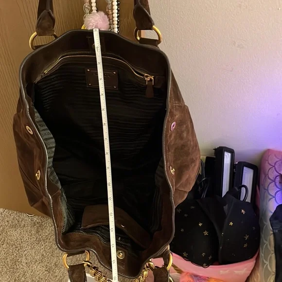 Prada suede scamosciato tote mogano - Picture 7 of 16